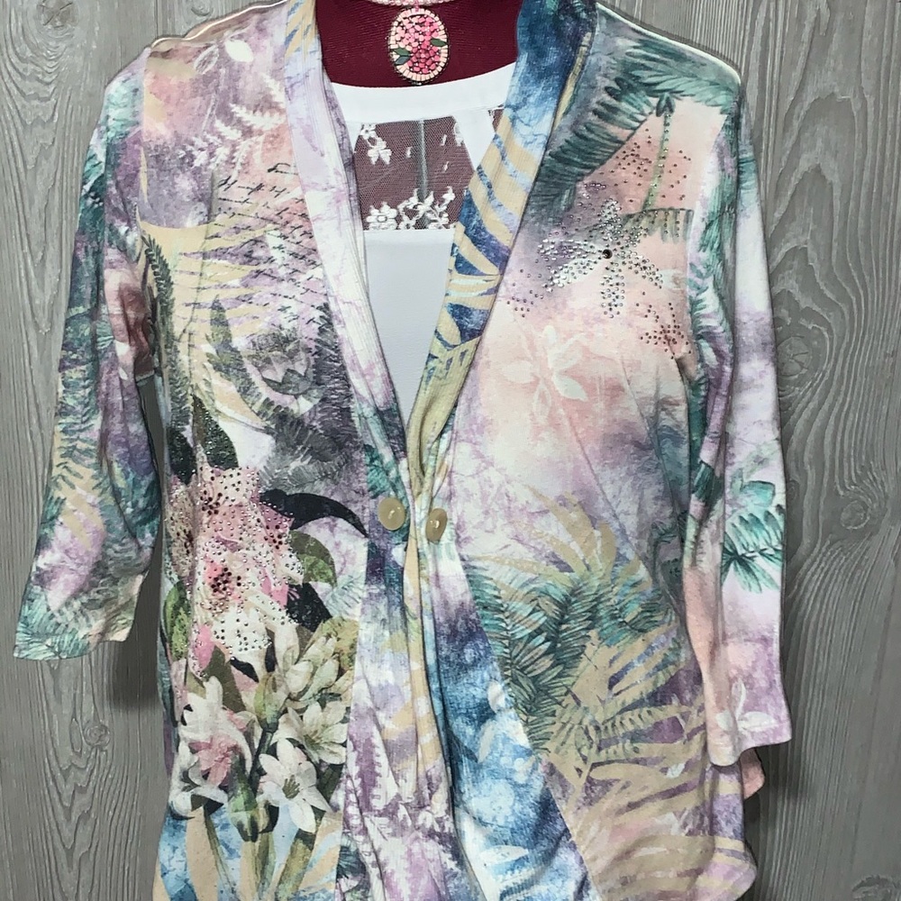 Abstract floral bling cardigan